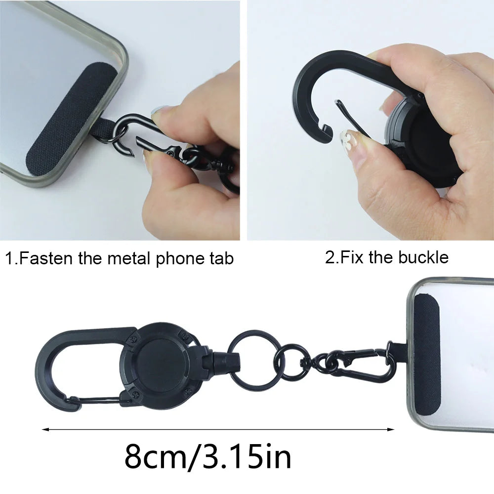 Cordino retrattile per telefono, moschettone multiuso per carichi pesanti, porta badge, fibbia per telefono