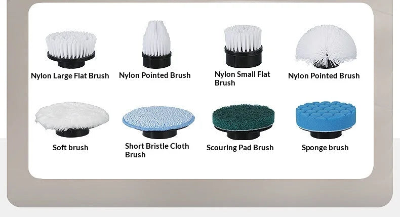 8-in-1 Cordless Electric Cleaning Brush Telescopic Long Handle Rotating Scrubber for Home Kitchen Bathroom Floor
