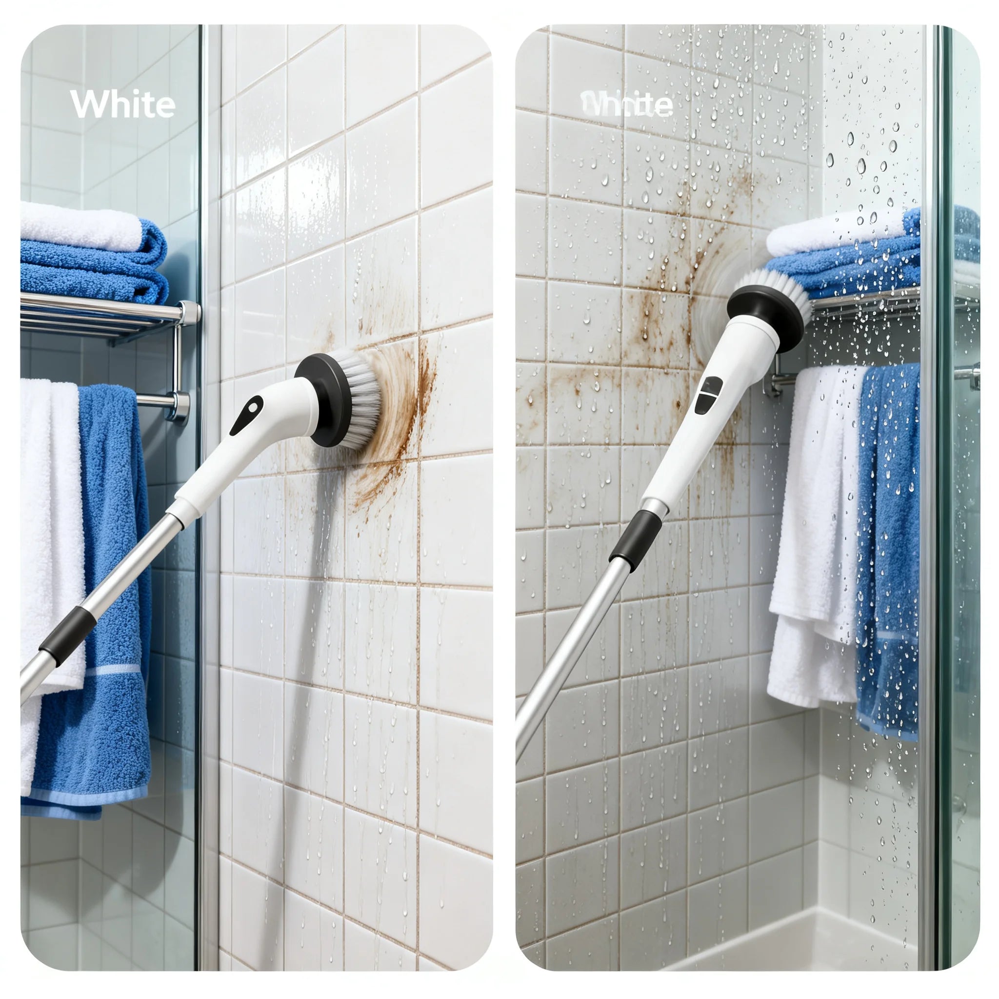8-in-1 Cordless Electric Cleaning Brush Telescopic Long Handle Rotating Scrubber for Home Kitchen Bathroom Floor