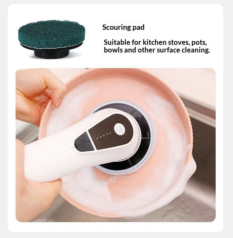 8-in-1 Cordless Electric Cleaning Brush Telescopic Long Handle Rotating Scrubber for Home Kitchen Bathroom Floor