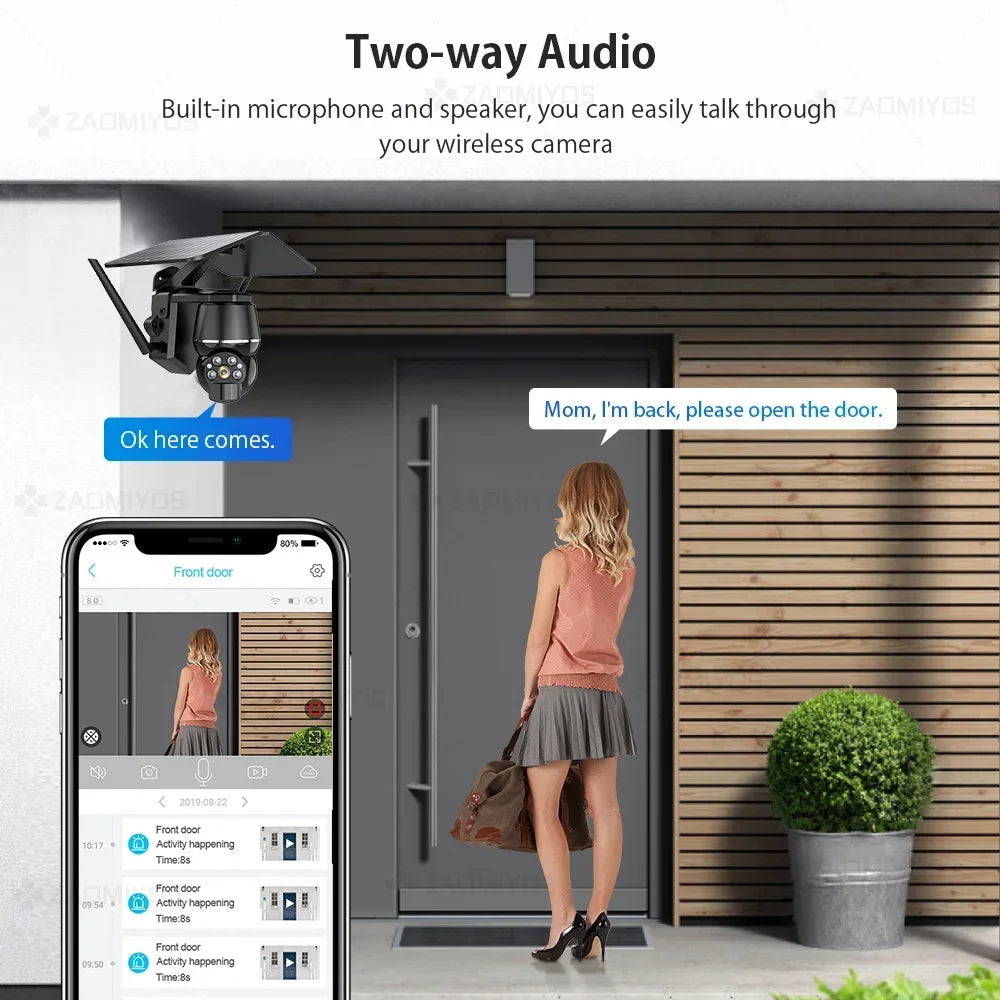 Wireless Solar Security Camera 5MP – 4G SIM & WiFi Outdoor PTZ Camera with Motion Detection & Night Vision
