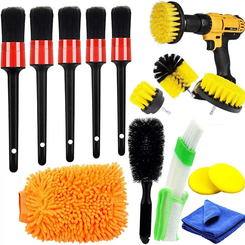 Car Brush Set Detailing Nylon Ultimate Auto Cleaning Kit for Vents Gaps Maintenance Car Air Exterior Clearance Universal Tools