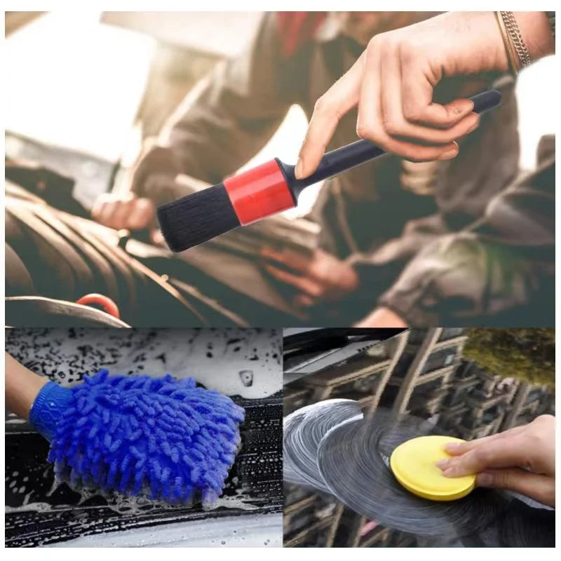 Car Brush Set Detailing Nylon Ultimate Auto Cleaning Kit for Vents Gaps Maintenance Car Air Exterior Clearance Universal Tools