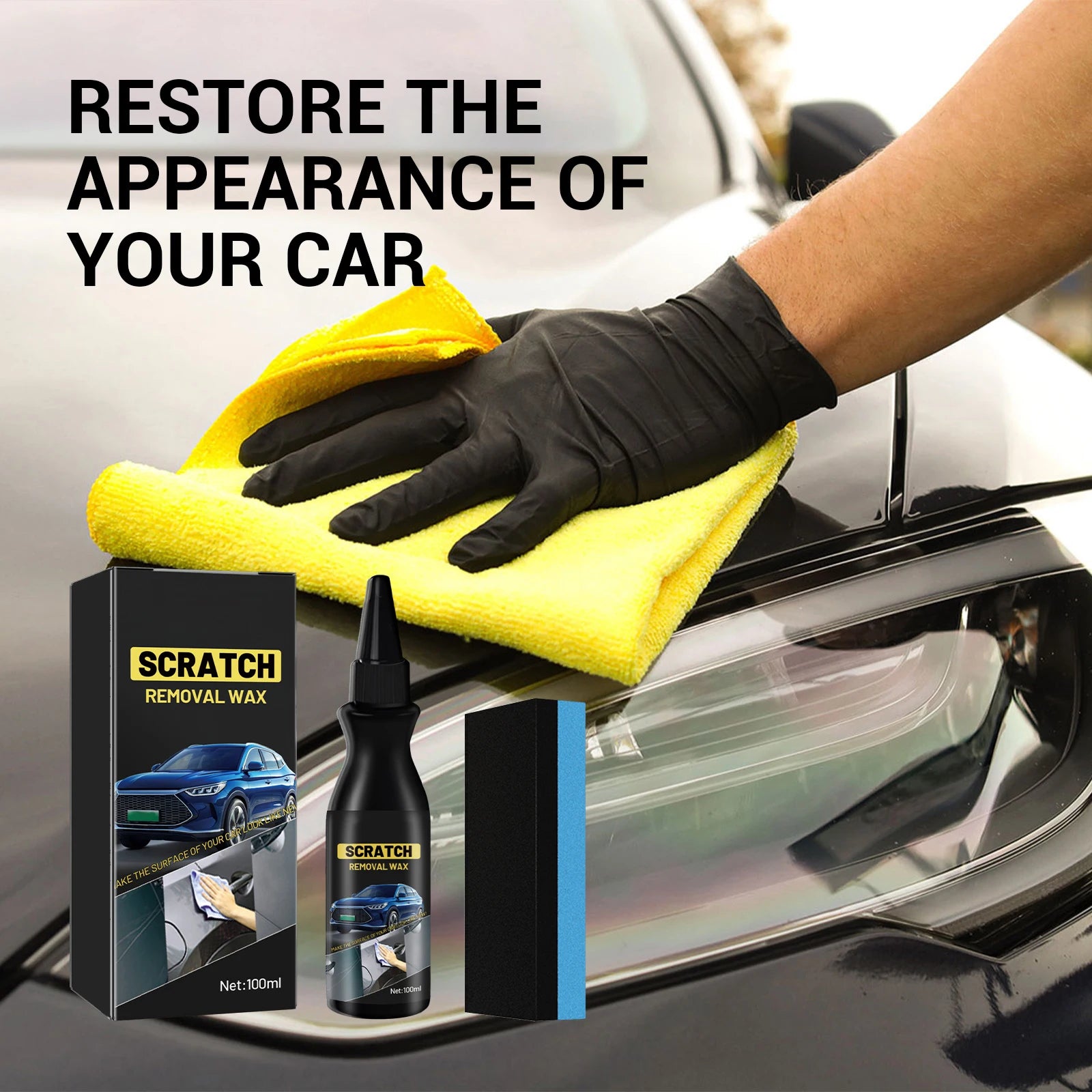 Car Scratch Remover Paste Auto Paint Repair Polishing Wax Vehicle Surface Restorer Care Kit Remove Minor Scratches Restore Gloss