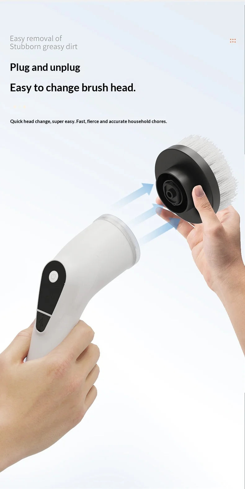 8-in-1 Cordless Electric Cleaning Brush Telescopic Long Handle Rotating Scrubber for Home Kitchen Bathroom Floor