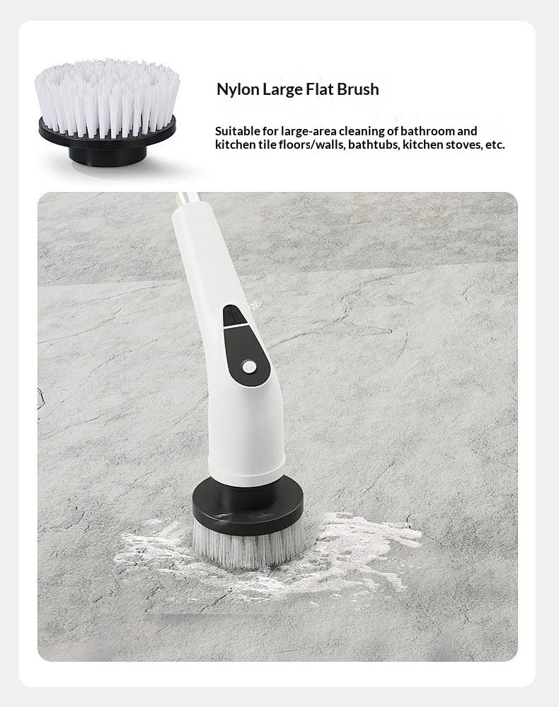 8-in-1 Cordless Electric Cleaning Brush Telescopic Long Handle Rotating Scrubber for Home Kitchen Bathroom Floor