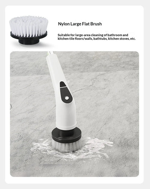 8-in-1 Cordless Electric Cleaning Brush Telescopic Long Handle Rotating Scrubber for Home Kitchen Bathroom Floor