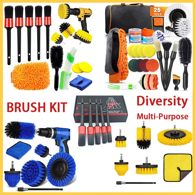 Car Brush Set Detailing Nylon Ultimate Auto Cleaning Kit for Vents Gaps Maintenance Car Air Exterior Clearance Universal Tools