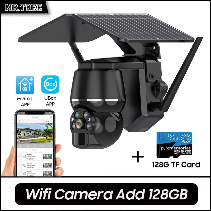 Wireless Solar Security Camera 5MP – 4G SIM & WiFi Outdoor PTZ Camera with Motion Detection & Night Vision