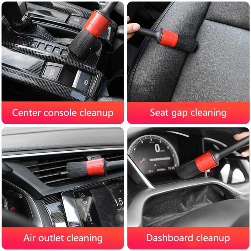 Car Brush Set Detailing Nylon Ultimate Auto Cleaning Kit for Vents Gaps Maintenance Car Air Exterior Clearance Universal Tools
