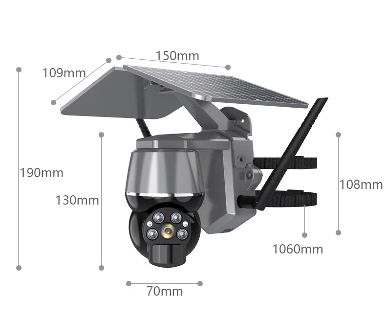 Wireless Solar Security Camera 5MP – 4G SIM & WiFi Outdoor PTZ Camera with Motion Detection & Night Vision