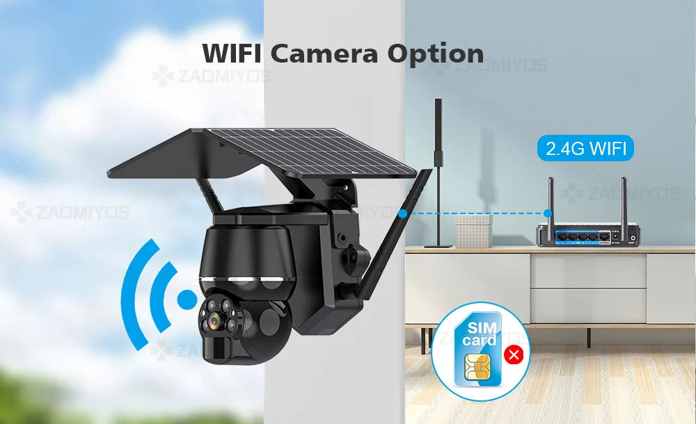 Wireless Solar Security Camera 5MP – 4G SIM & WiFi Outdoor PTZ Camera with Motion Detection & Night Vision