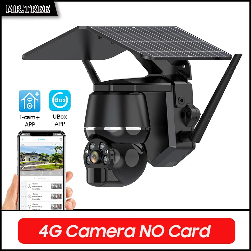 Wireless Solar Security Camera 5MP – 4G SIM & WiFi Outdoor PTZ Camera with Motion Detection & Night Vision