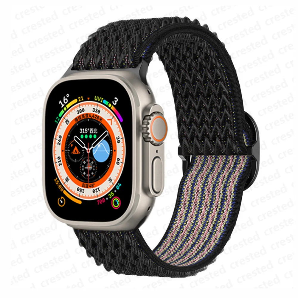 Scrunchie Strap for Apple Watch – Elastic Nylon Band for 49/46/45/44/42/41/40mm (Series 11–2, SE & Ultra)