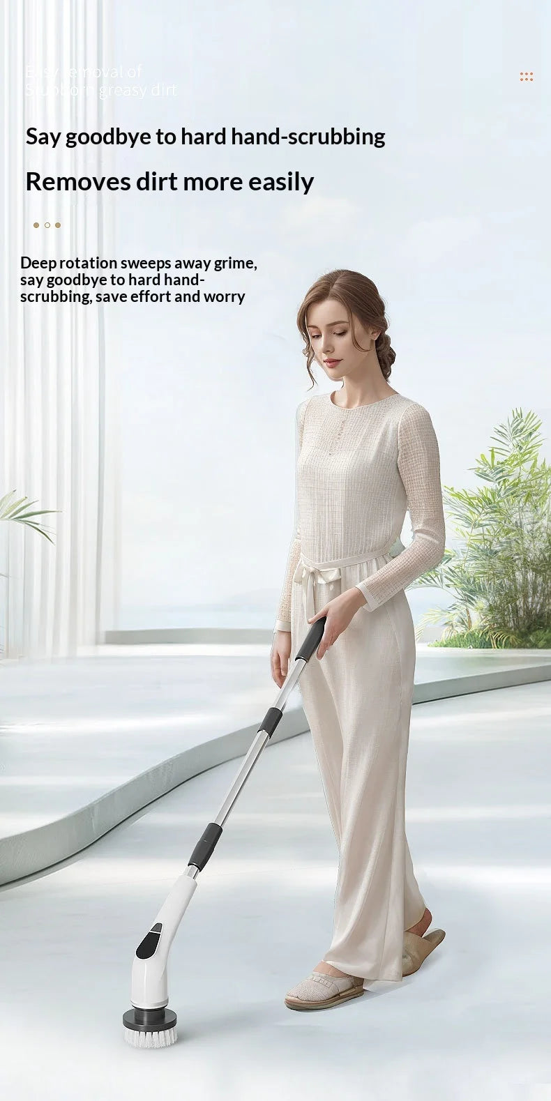 8-in-1 Cordless Electric Cleaning Brush Telescopic Long Handle Rotating Scrubber for Home Kitchen Bathroom Floor
