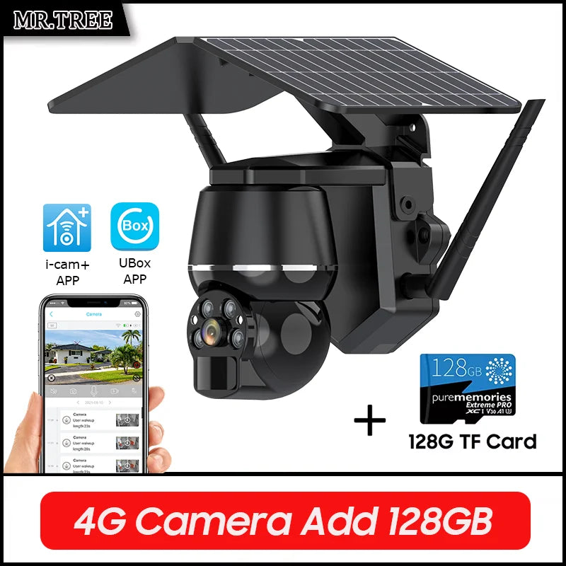 Wireless Solar Security Camera 5MP – 4G SIM & WiFi Outdoor PTZ Camera with Motion Detection & Night Vision