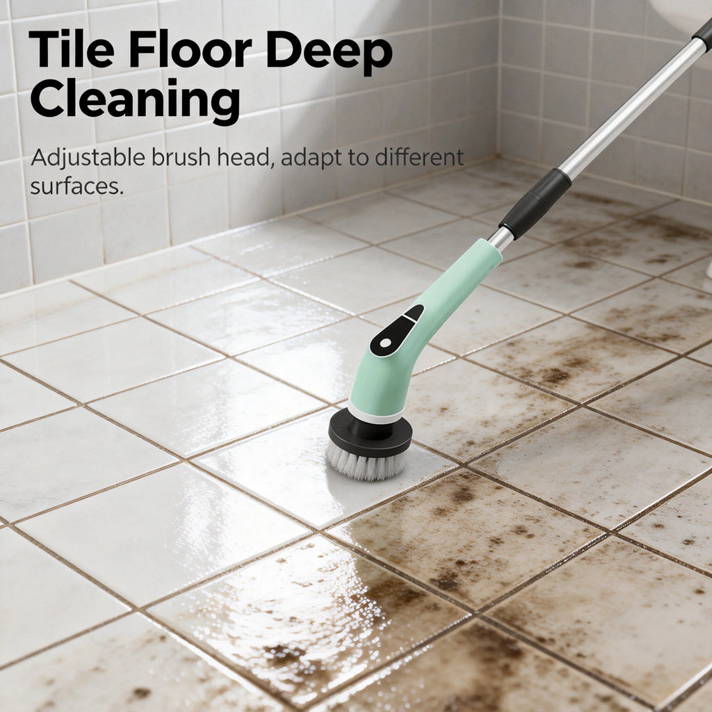 8-in-1 Cordless Electric Cleaning Brush Telescopic Long Handle Rotating Scrubber for Home Kitchen Bathroom Floor