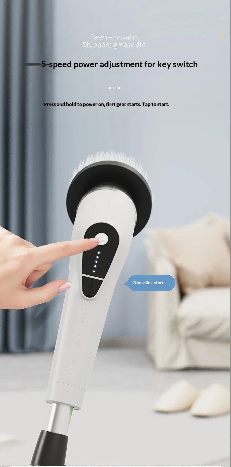 8-in-1 Cordless Electric Cleaning Brush Telescopic Long Handle Rotating Scrubber for Home Kitchen Bathroom Floor